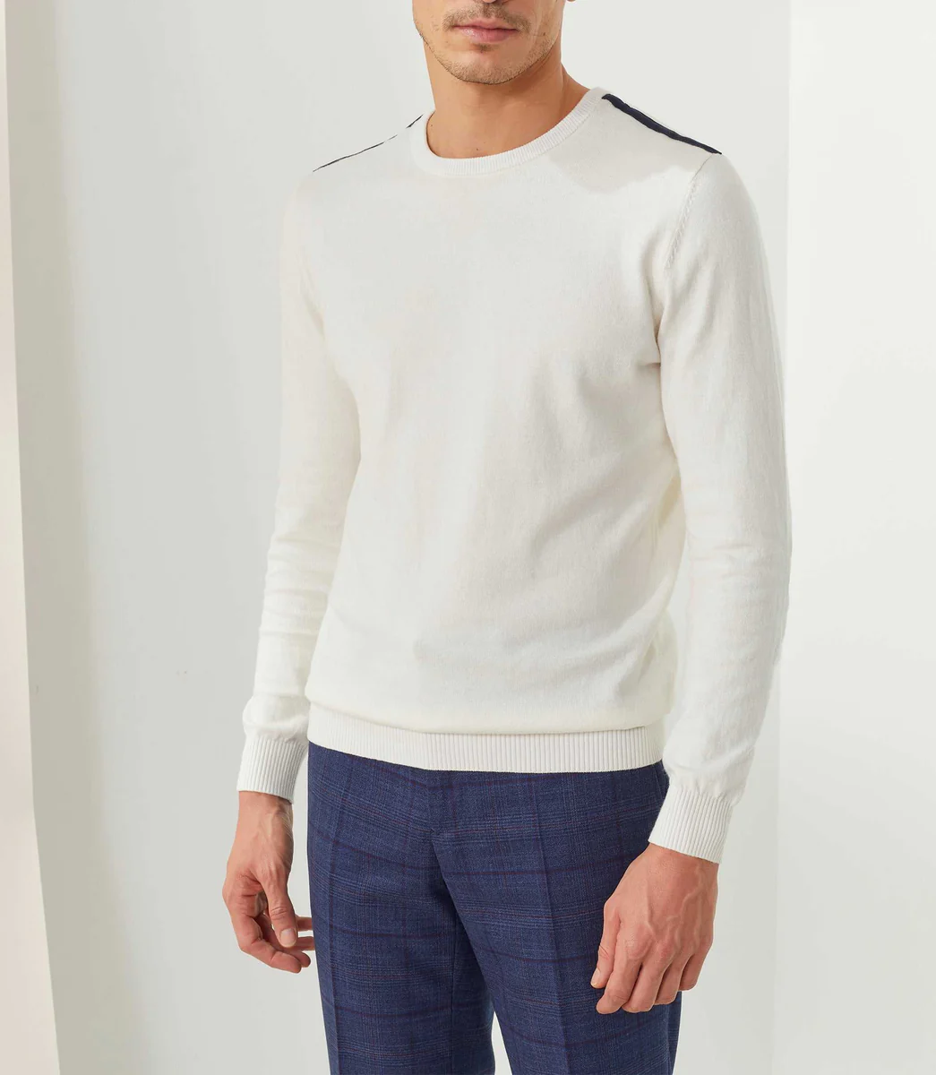 Pull col rond ecru 