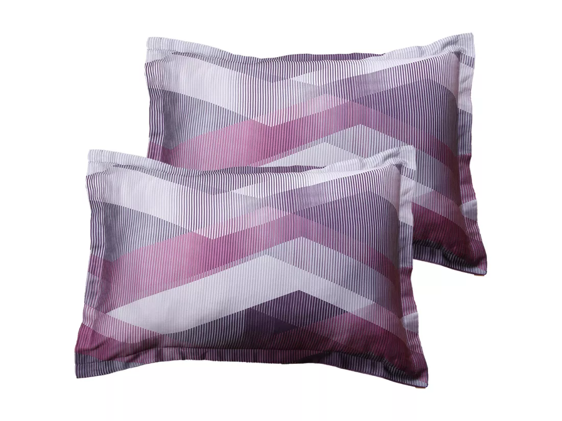 Lot de 2 Taies d'oreiller satin de coton imprimé Helix Purple