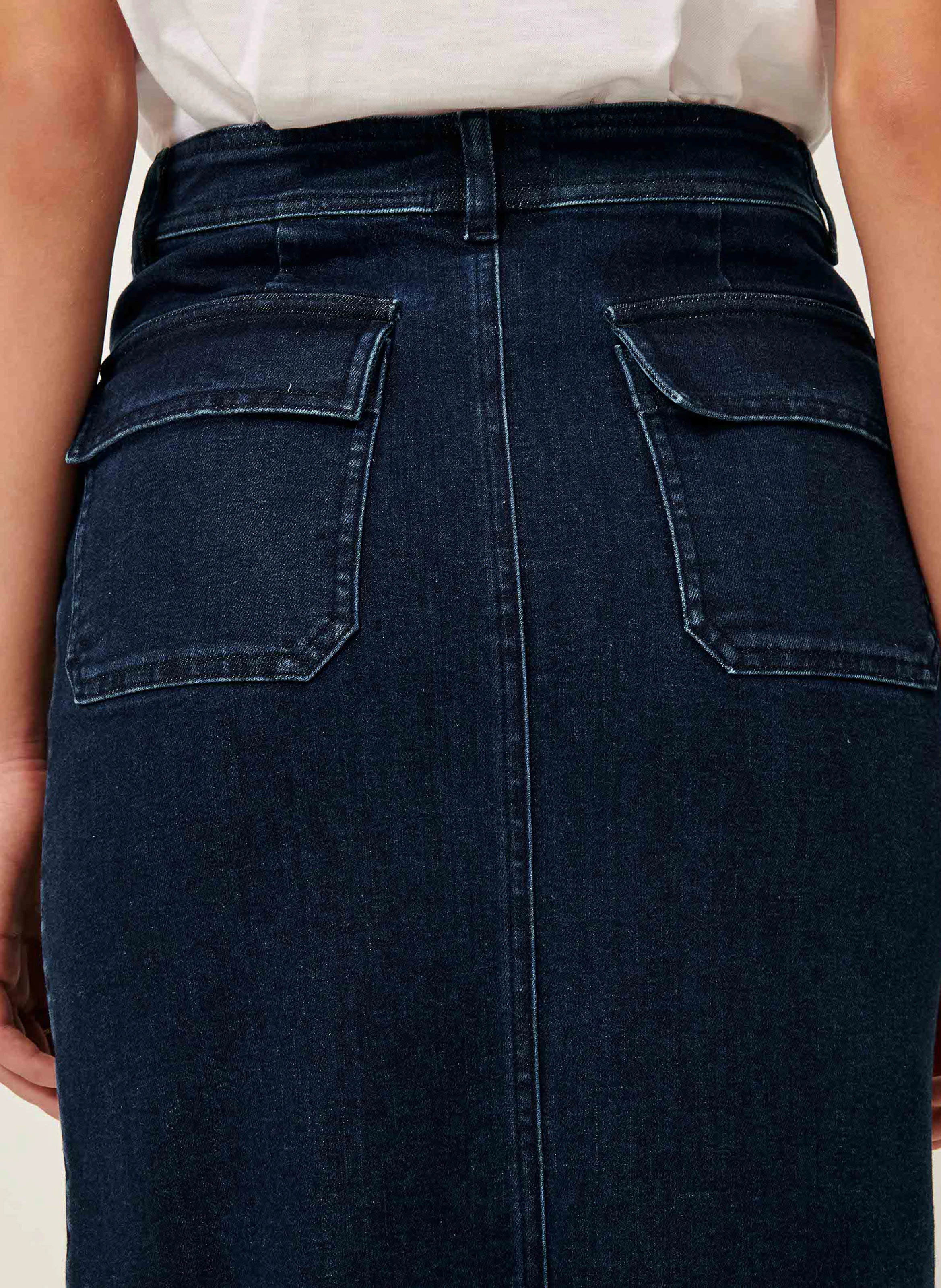 UPTOWN - Jupe midi en coton mélangé | Bleu