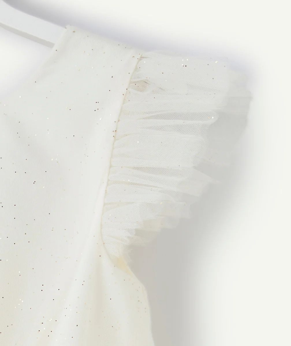 robe de cérémonie fille en tulle écru pailleté