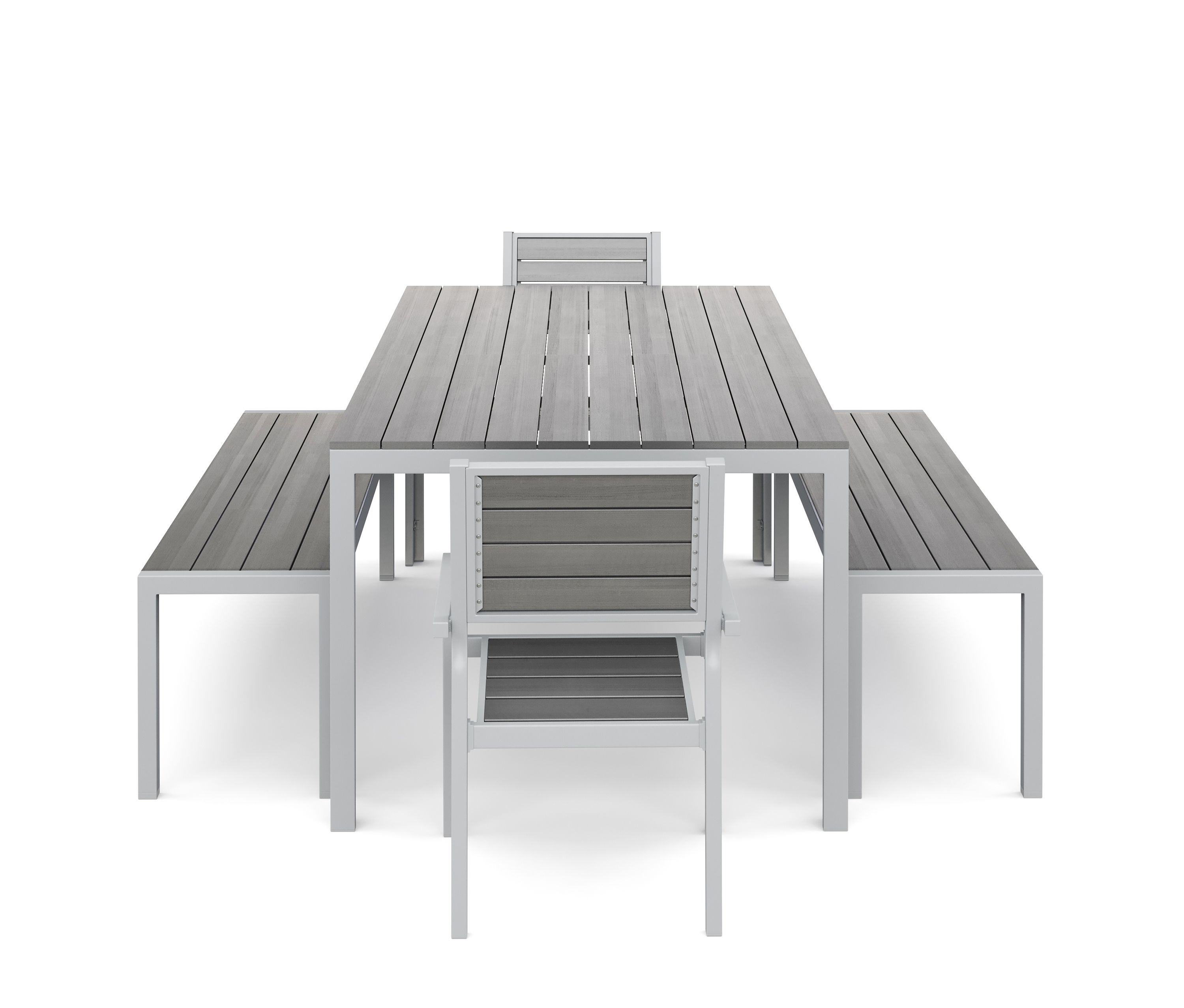 Gartenmöbel Set KAVO 2 Stühle + 2 Bänke grau