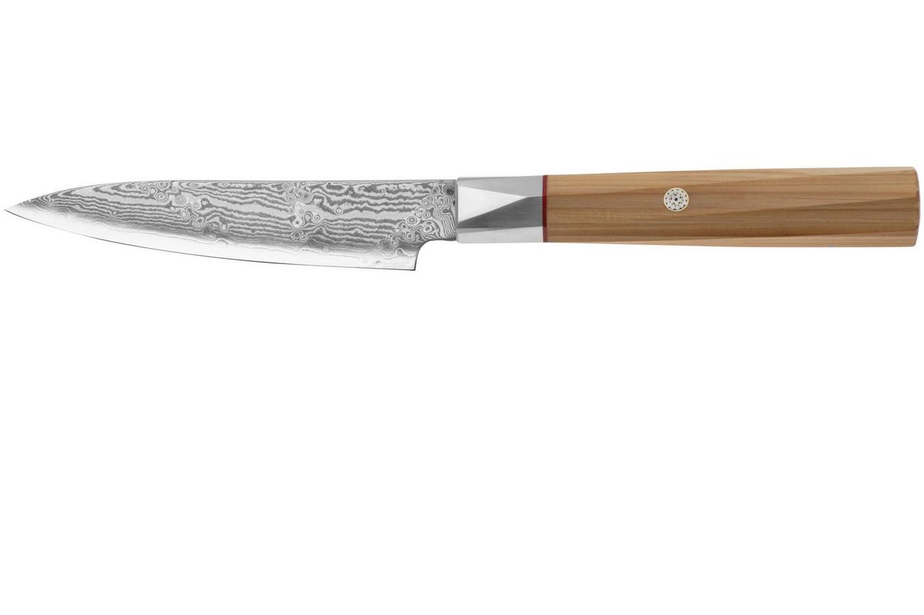 Mcusta Zanmai Petty ZBX2-3001DS, 33-Layer Damascus/VG10, Hinoki Handle, Knivesandtools Exclusive, officemes, 11 cm
