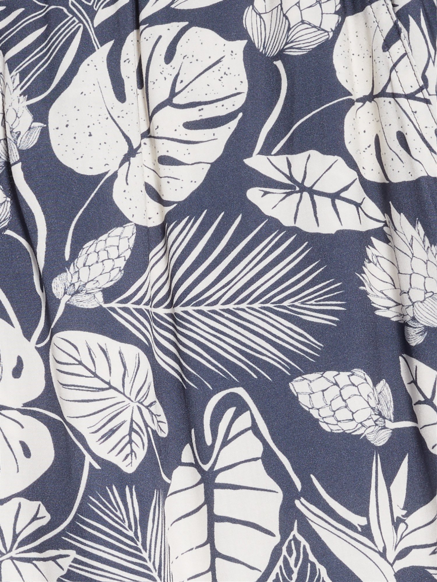 Pantalon Femme Taille Elastiquée Motif Floral Bleu