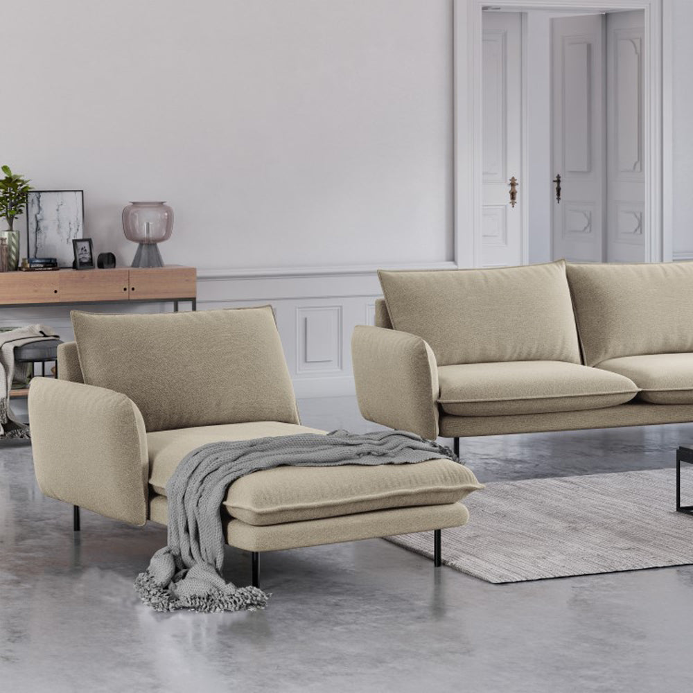 Cosmopolitan Design Vienna Chaise Longue Links - Linnen - Beige