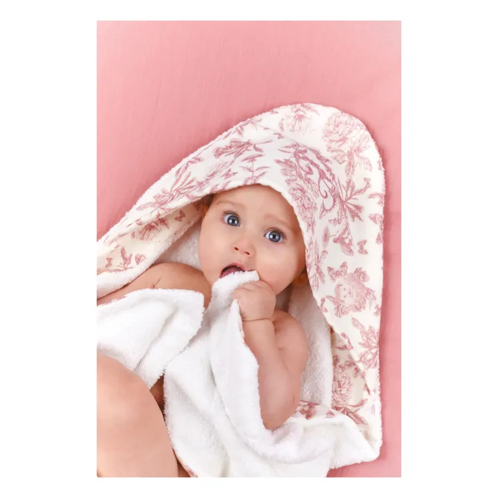 Tartine et Chocolat Cape de bain en éponge Toile de Jouy | Rose pêche