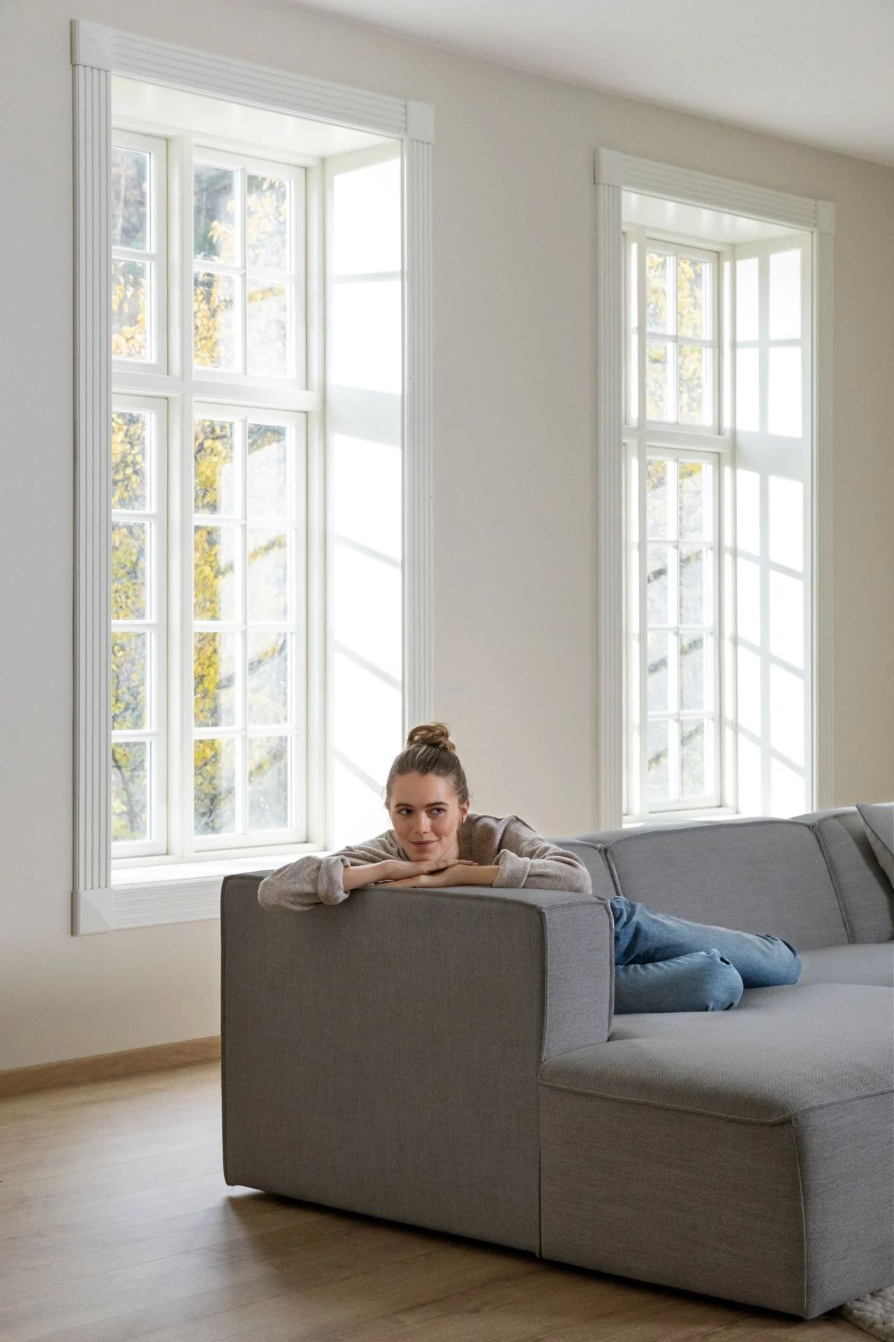 Modulsofa sjeselong venstre grå - 114x154x73 cm