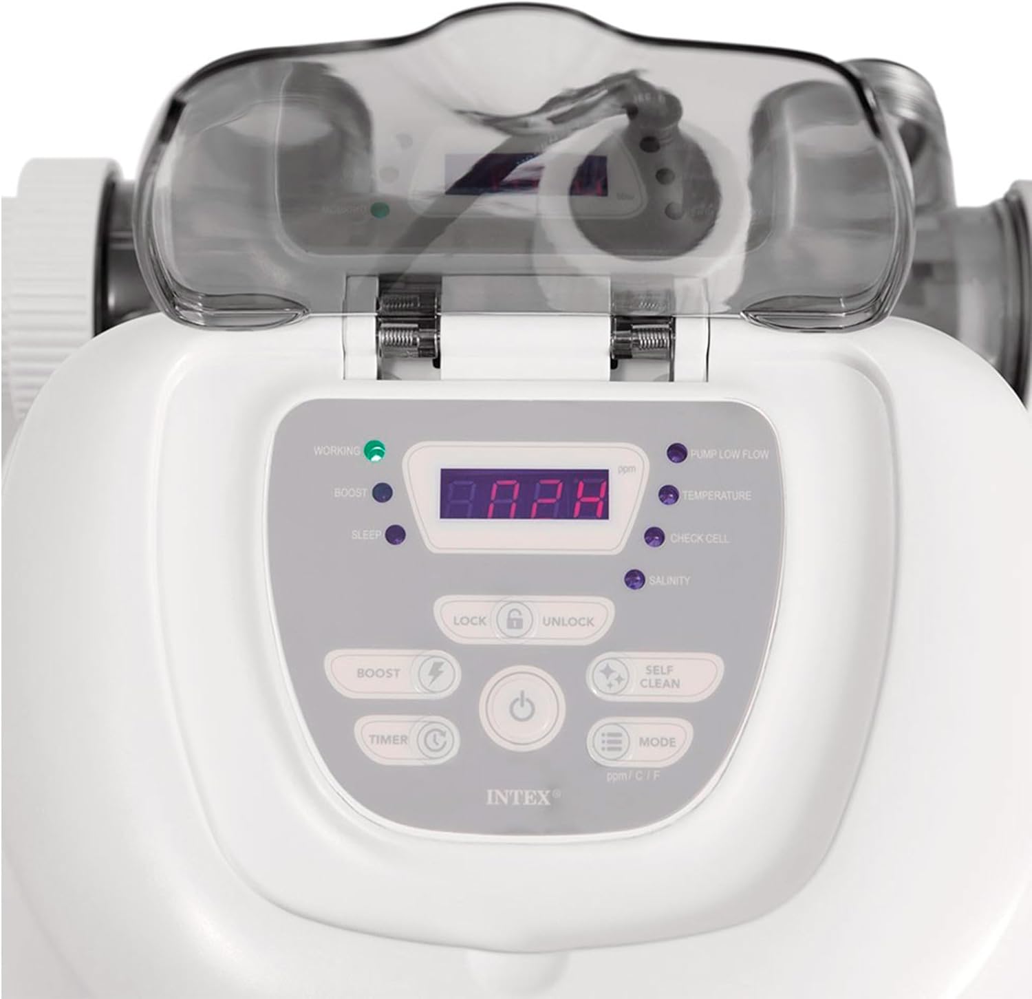 Intex 26670 – Krystal Clear Salzwassersystem, für Filterpumpe 2650-12112 L/h, für kleine Pools bis zu 56800 L, Kunststoff, Weiß