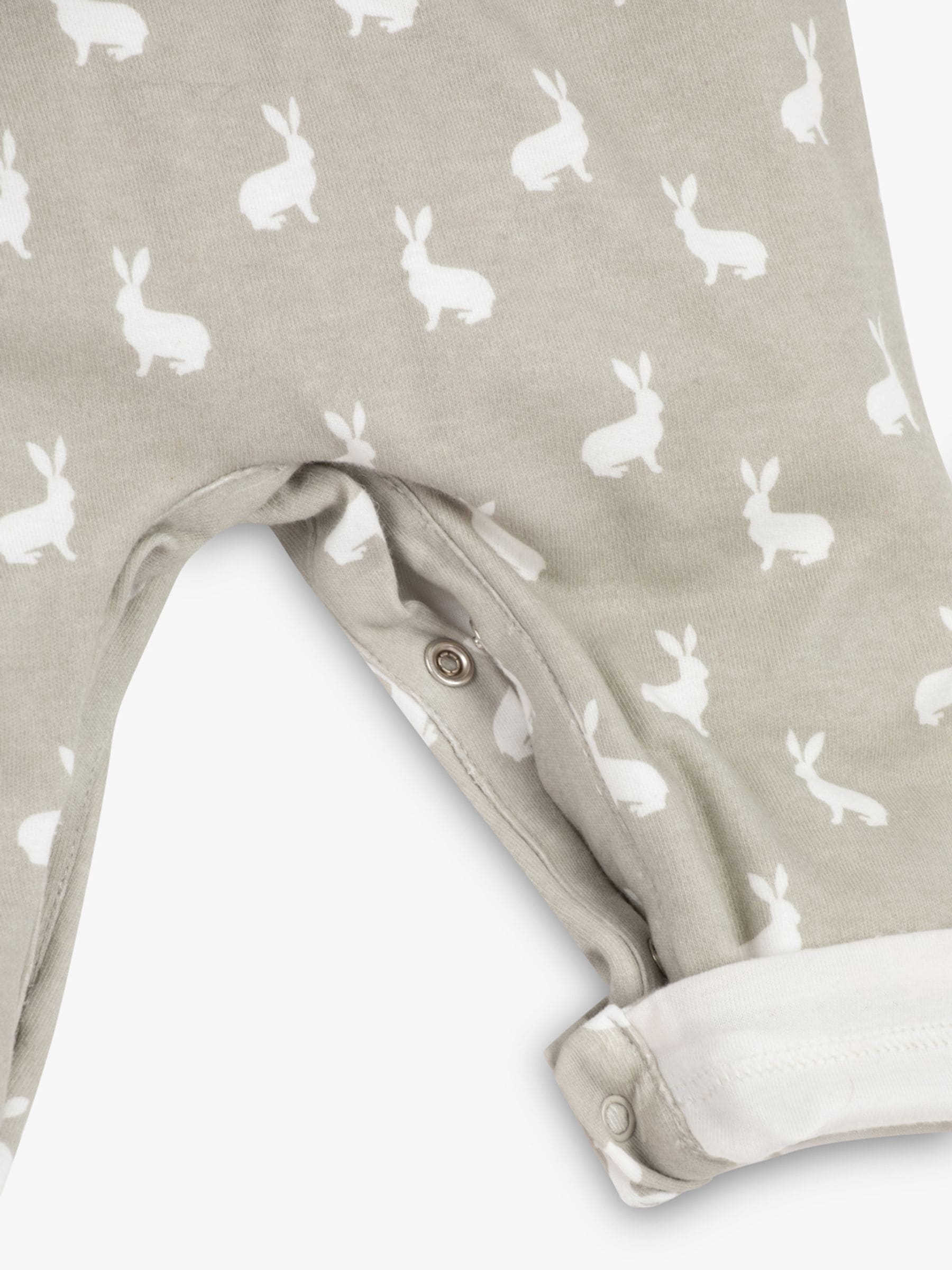 Grijs - The Little Tailor - Baby tuinbroek van 100% katoen met konijnenprint