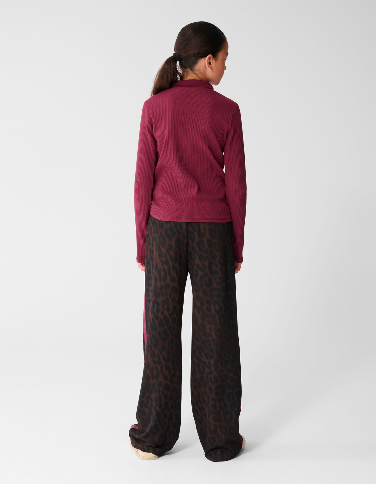 Collar Zip Longsleeve Top Donkerrood