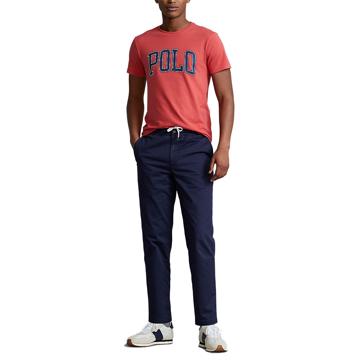 POLO RALPH LAUREN<br>Calça reta em algodão elástico estilo preppy