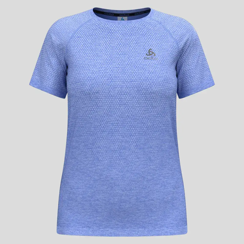 Odlo Essential Seamless Hardloopshirt Korte Mouwen Blauw Melange Dames