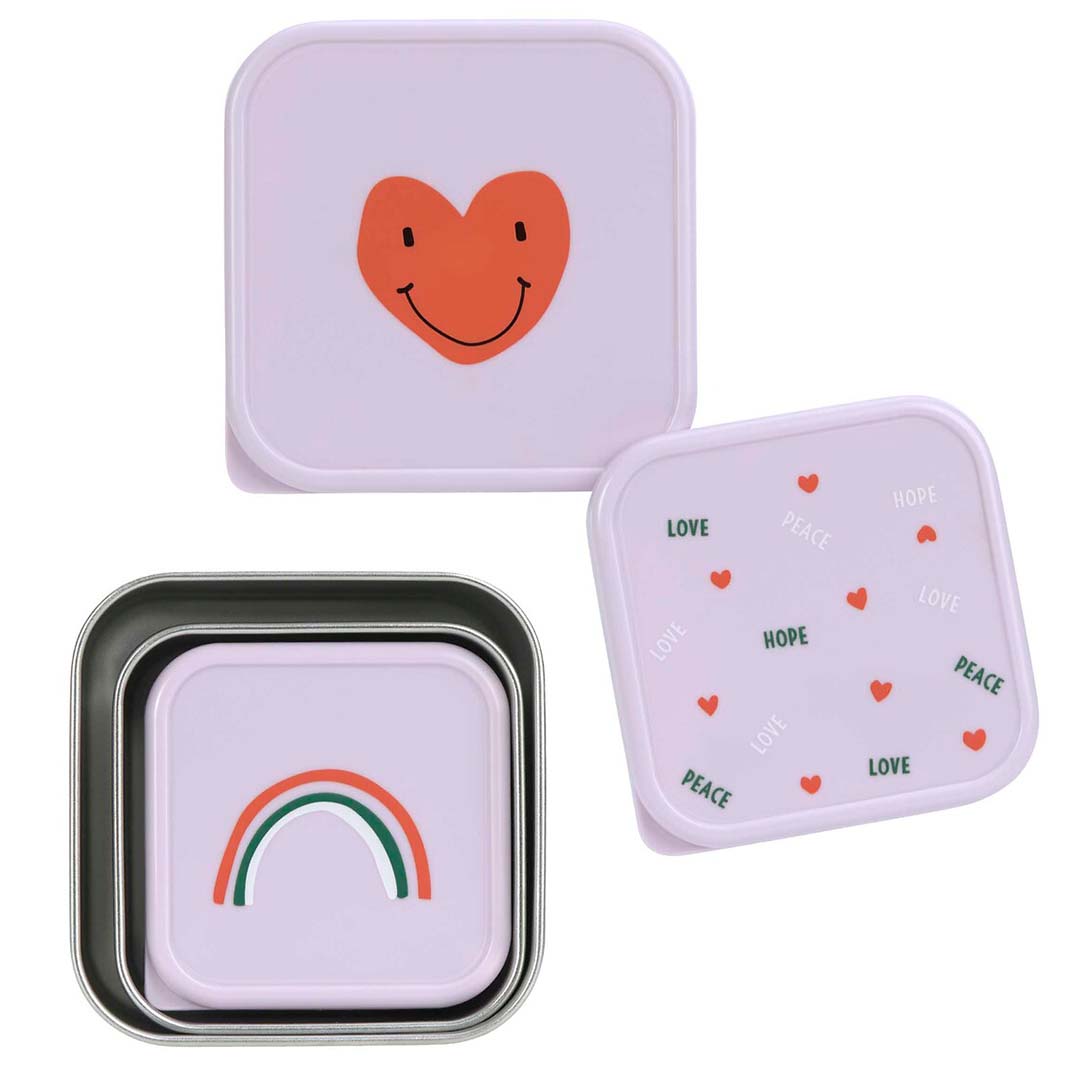 lässig rvs snackdoosjes happy rascals heart lavender - 3st