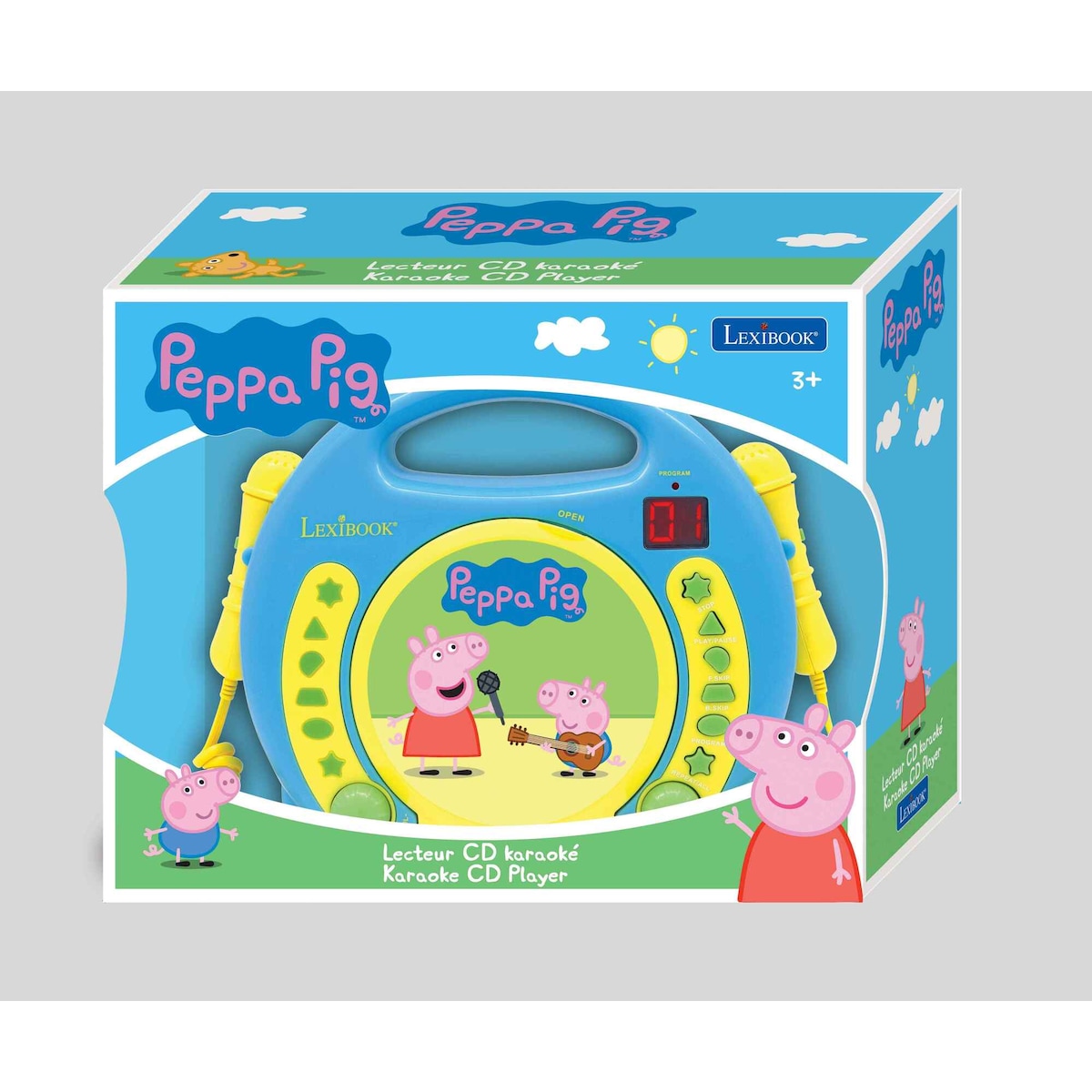 Peppa Pig Bærbar cd-afspiller med 2 syng med-mikrofoner