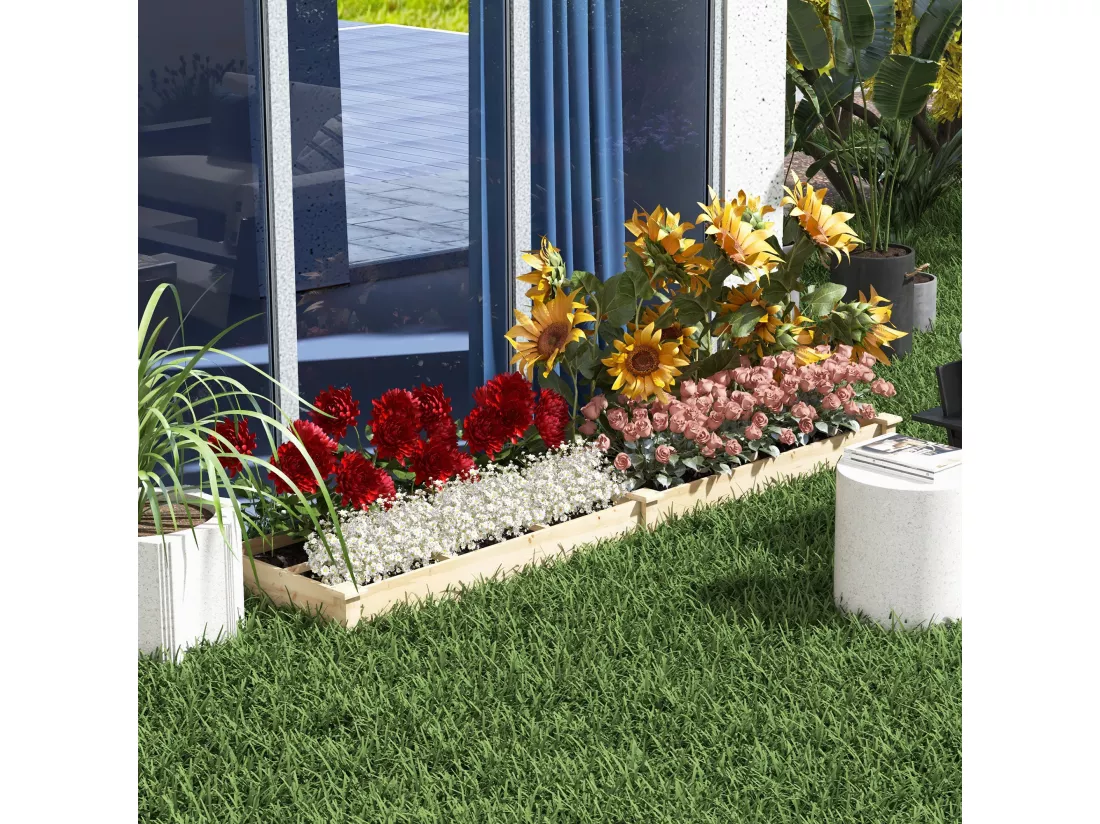 Carré potager de jardin dim. 237L x 60l x 25H cm séparations incluses bois de sapin