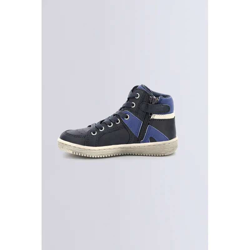 LOWELL BLEU BLANC MARINE SNEAKERS HAUTES Synthétique Garçon