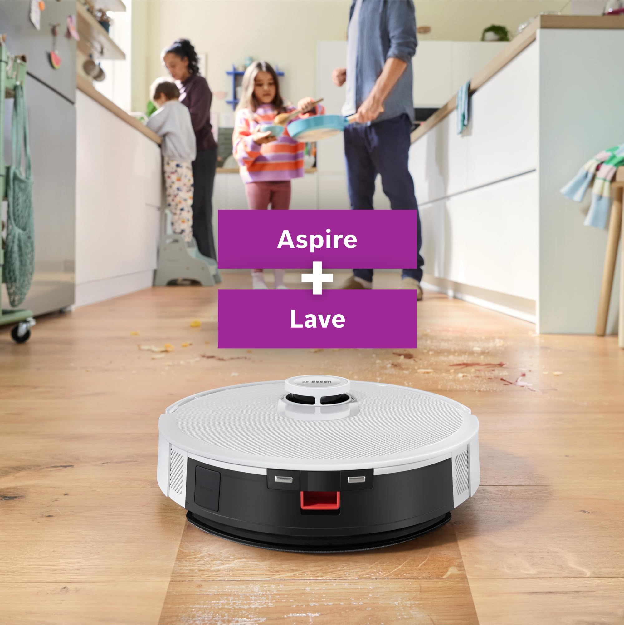 Bosch Spotless + BCRD1W Robot aspirateur-Laveur, 11 000 Pa, serpillère Statique, Station de Service, Navigation Smart Vision Infrarouge, Application H