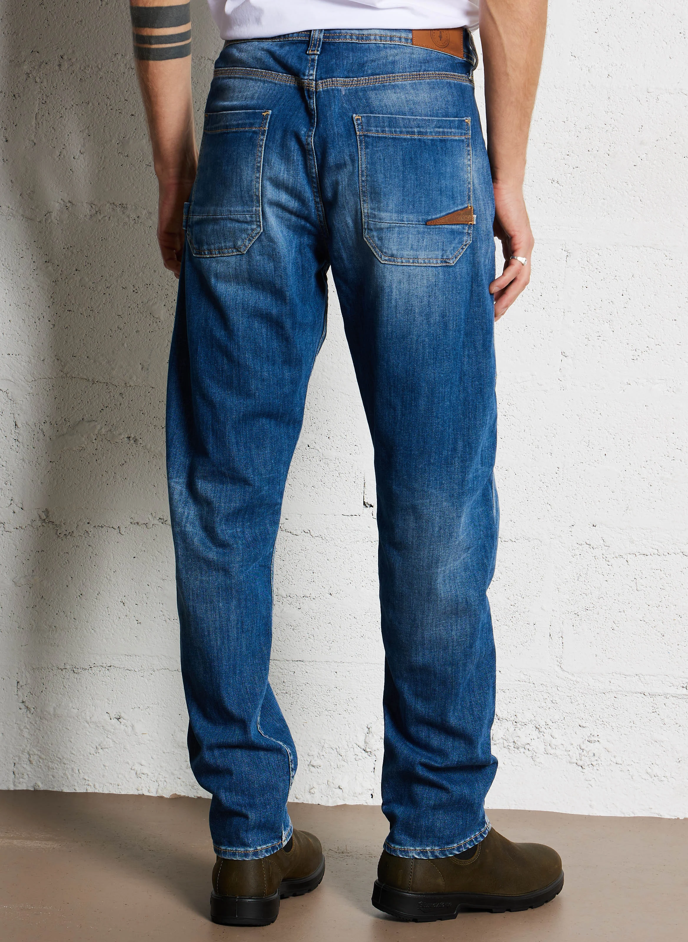 WORK - Jean droit en coton mélangé | Bleu