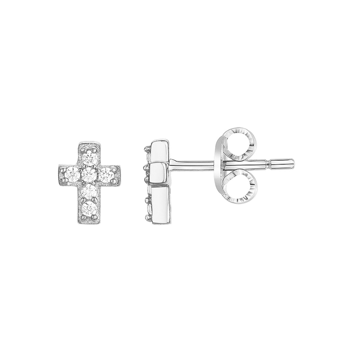 Boucles d'oreilles clous en Argent avec oxyde de zirconium blanc