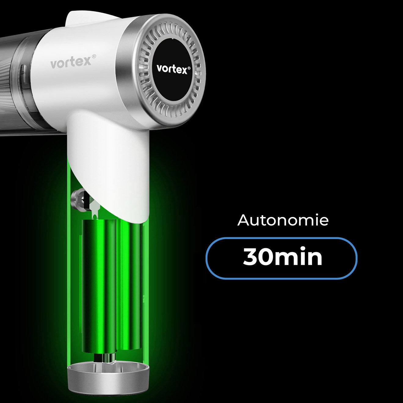 Vortex Aspirateur à main sans fil pliable avec éclairage LED  blanc