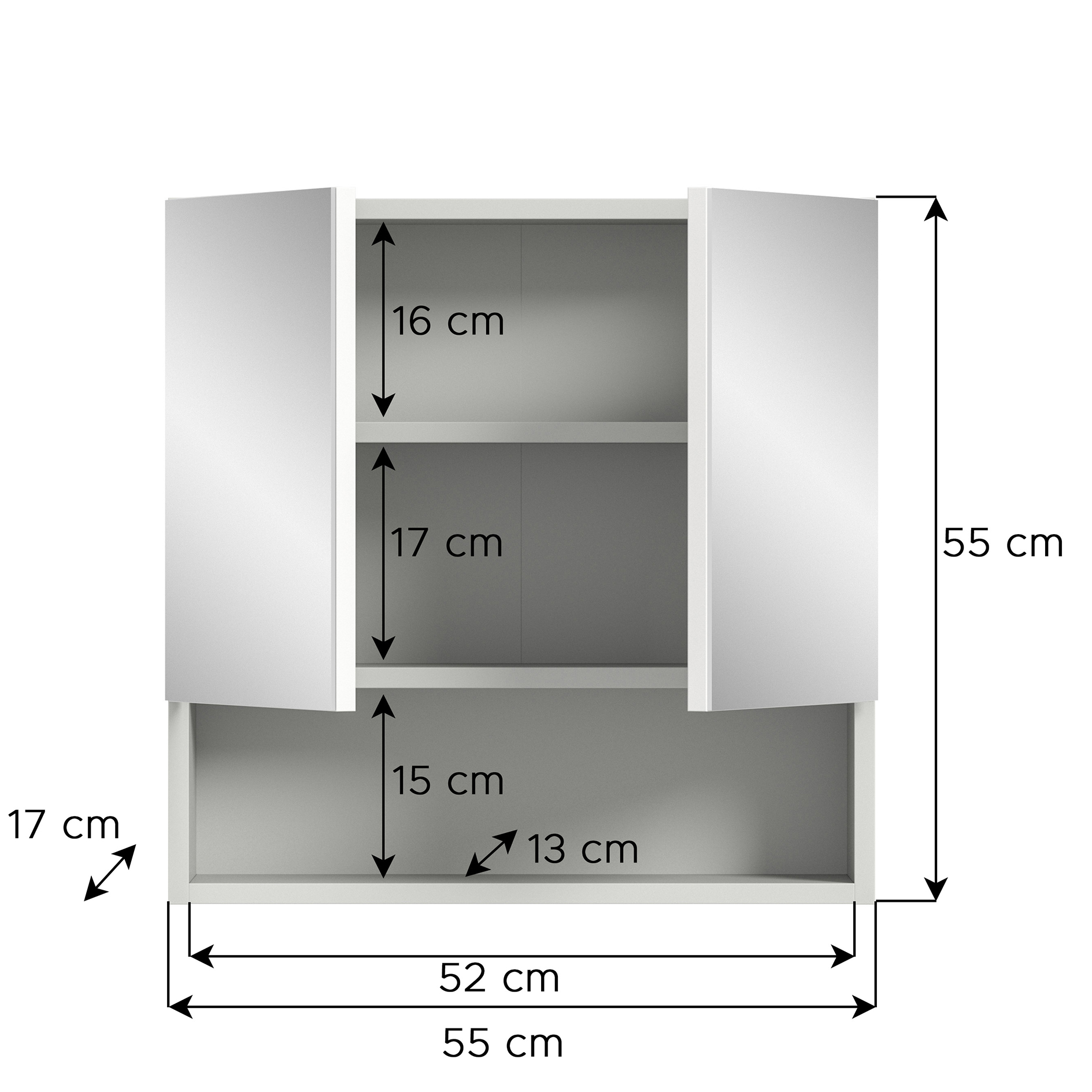 Spiegelschrank COPA - hellgrau - 55 cm