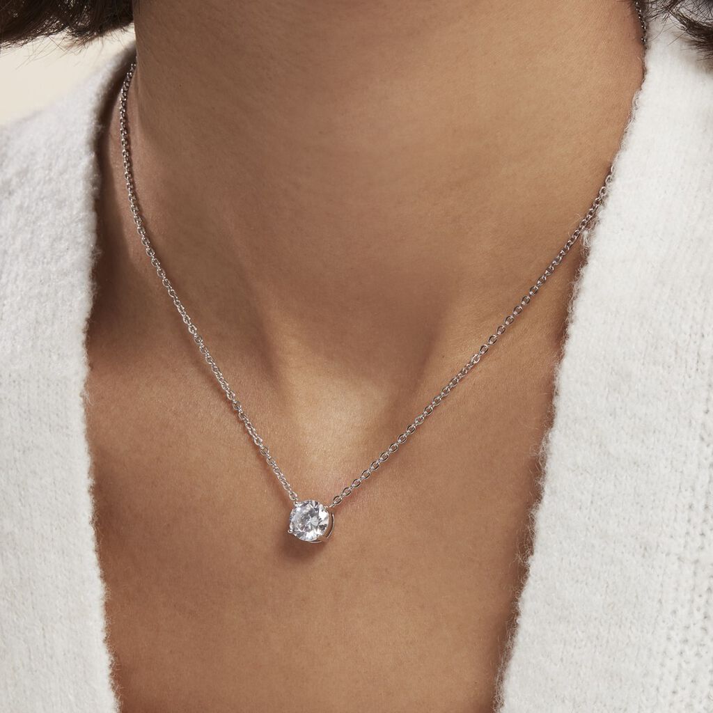 Collier Argent Blanc Aroha Oxyde De Zirconium