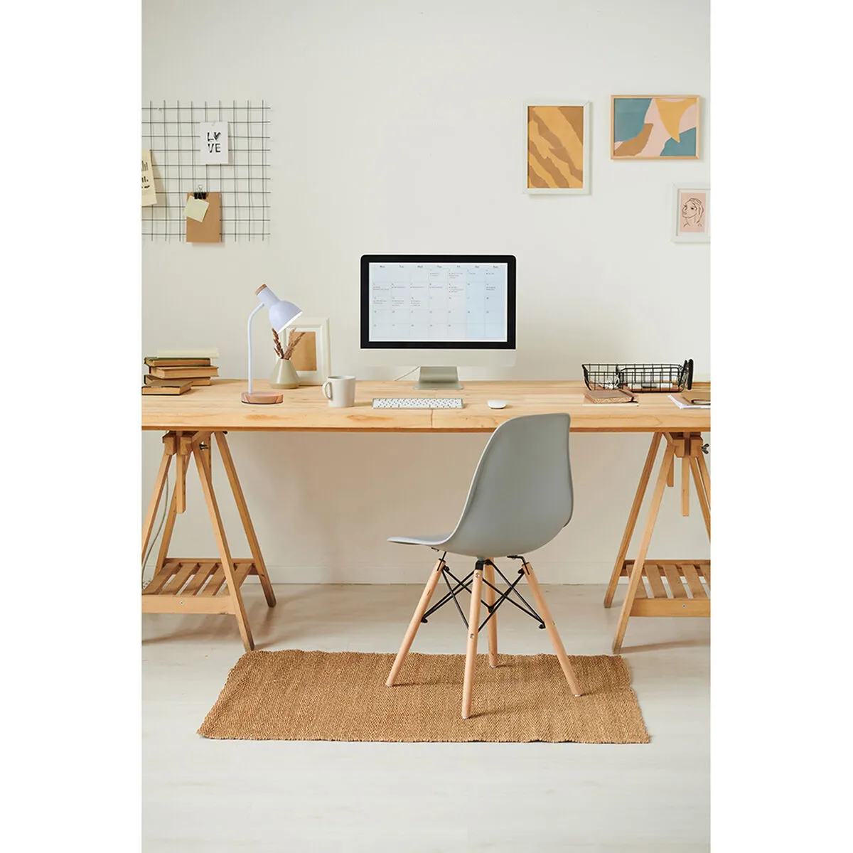 EDM Lampe de Bureau - Blanc/Naturel