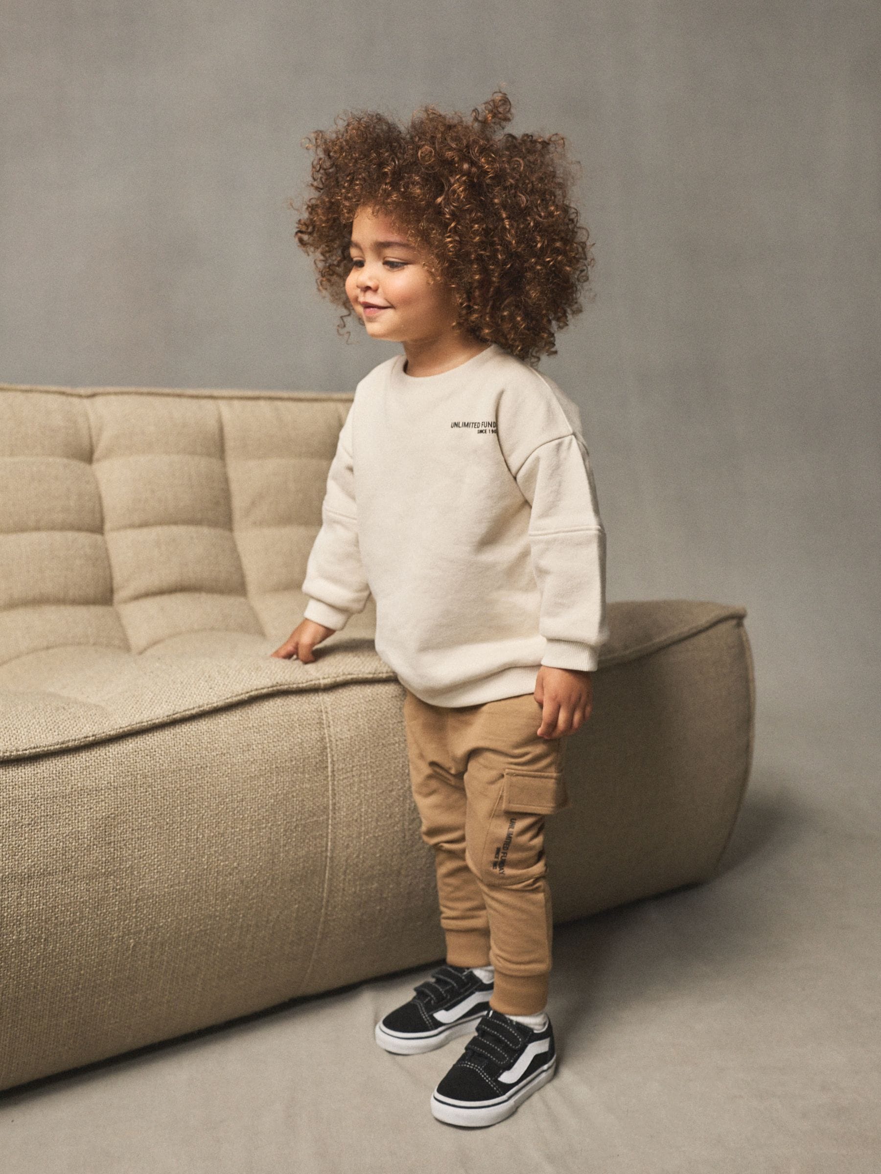 Ecru gebroken wit - Set met utility-sweatshirt en super skinny joggingbroek (3mnd-7jr)