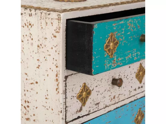 Coffret en bois et métal blanc 20,5x15,5x28h