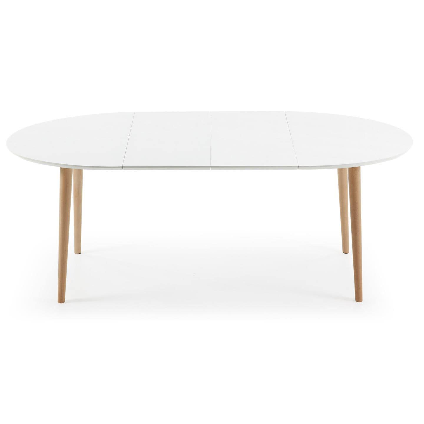 Kave Home Esstisch oval OQUI 120-200 x 90 cm Buche weiß