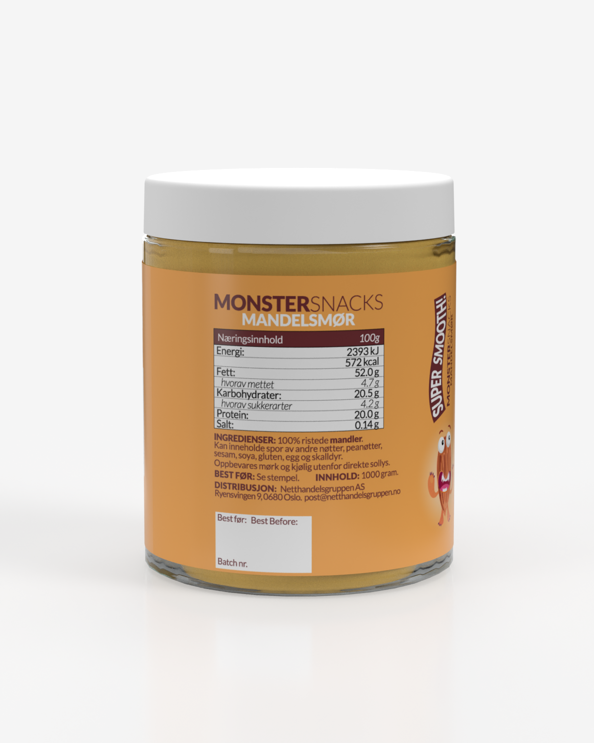 Monster Smooth Mandelsmør 3x1kg - TREPAKNING!