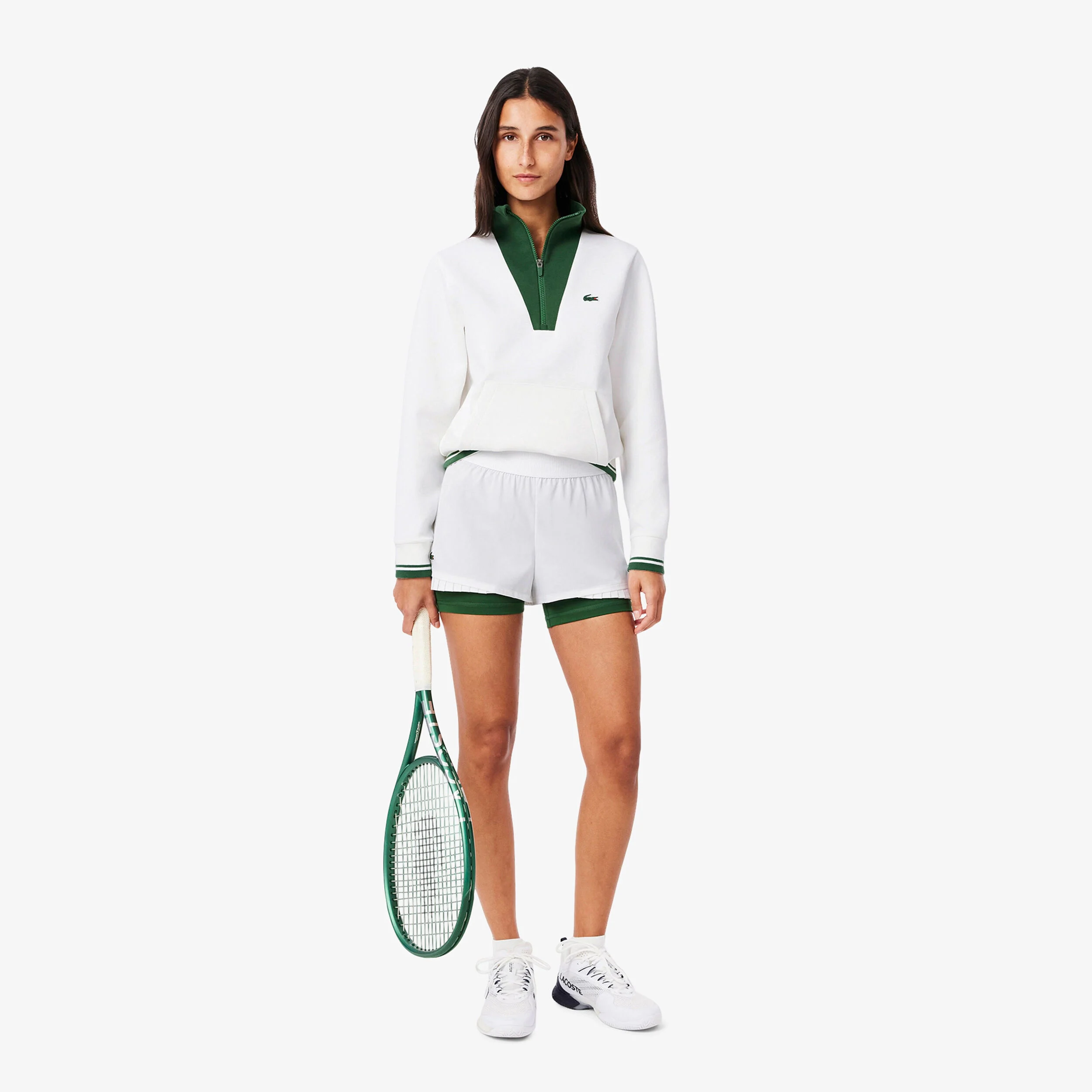 Lacoste Shorts Femmes - Blanc , Vert Foncé