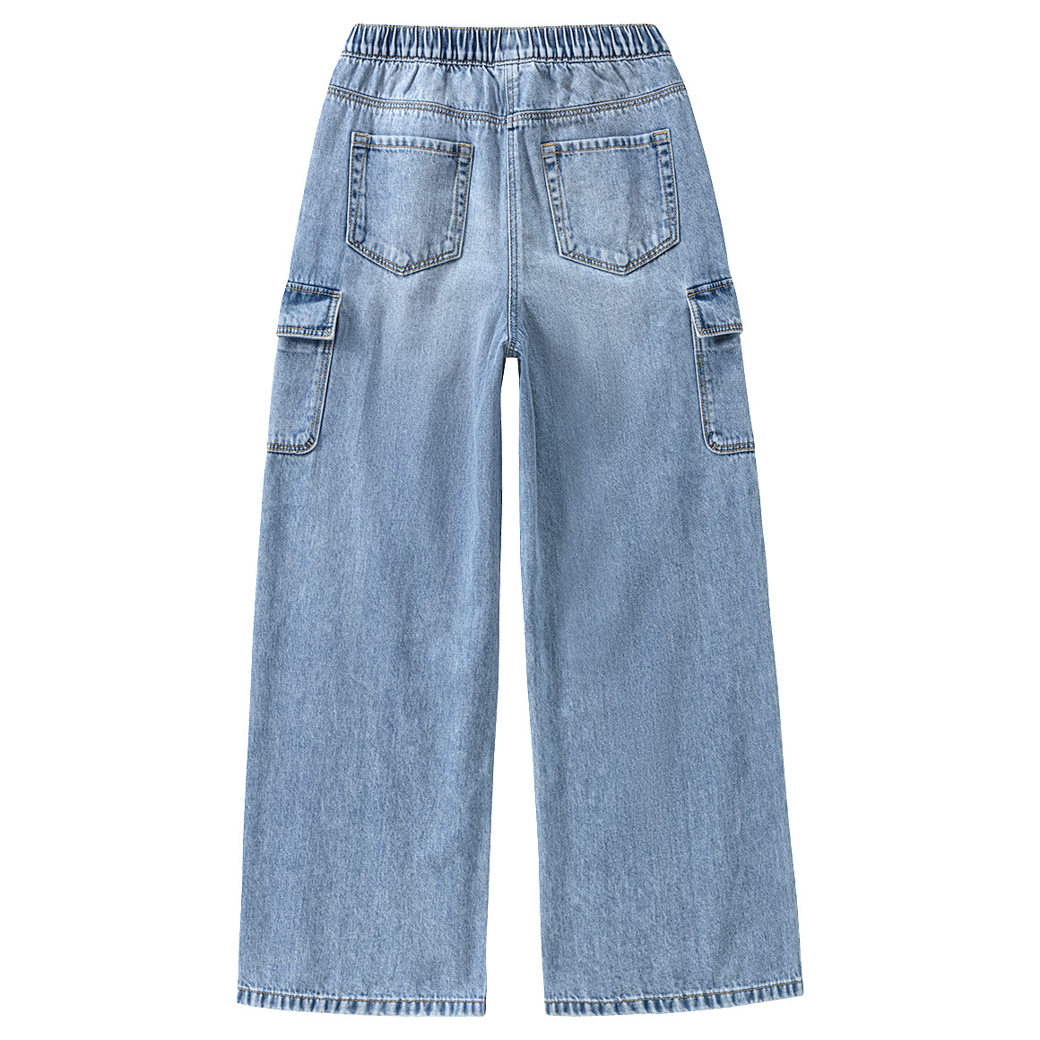 Yigga Mädchen Wide-Leg-Jeans mit Beintaschen hellblau