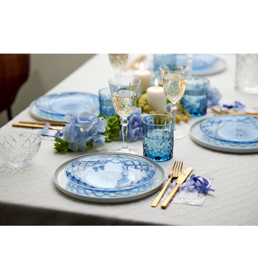 Lyngby Glas Sorrento 4-pak Tallerken, Blue, Ø21 cm