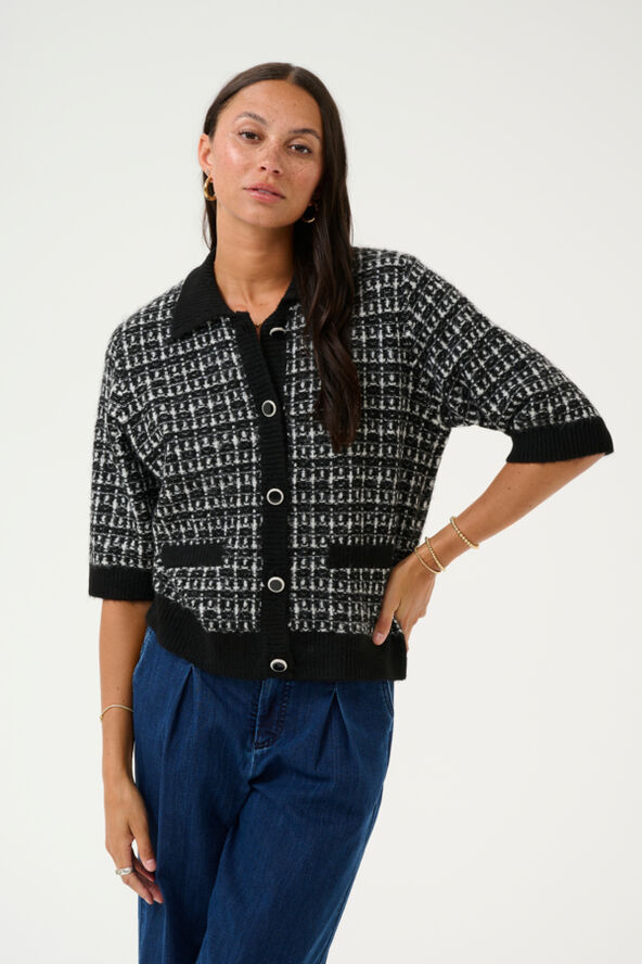Kaffe KAbirte Cardigan Black/turtledove check knit