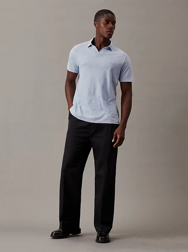 Camisa polo de algodão e linho