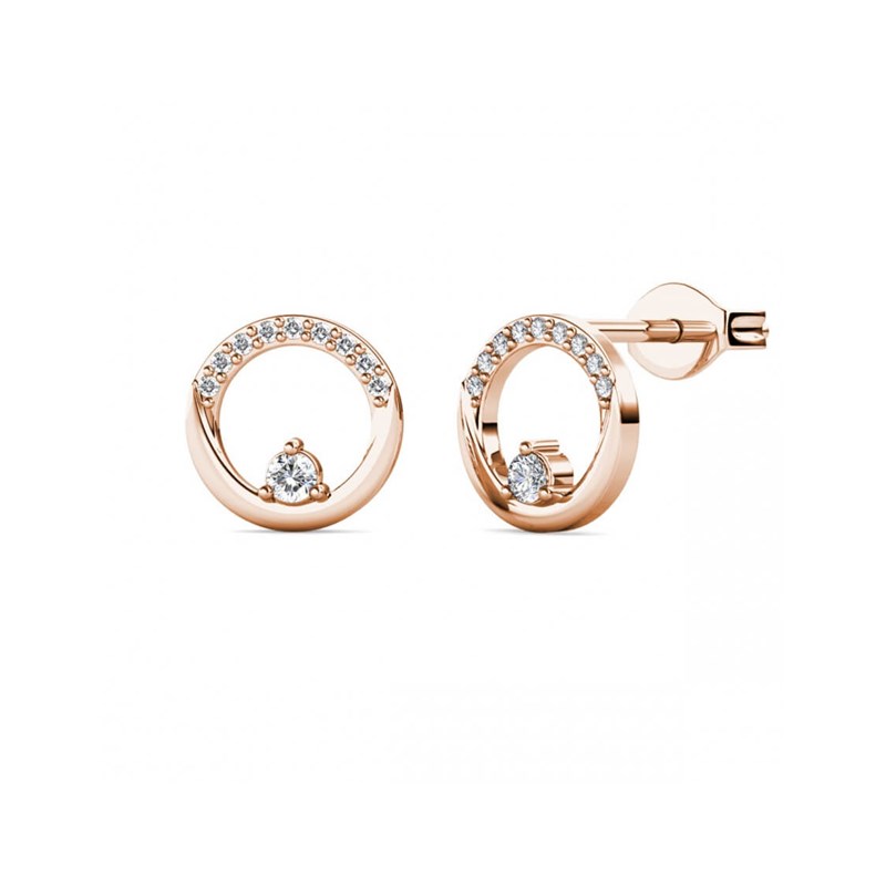 Boucles d'oreilles Clarine - Or Rosé et Cristal