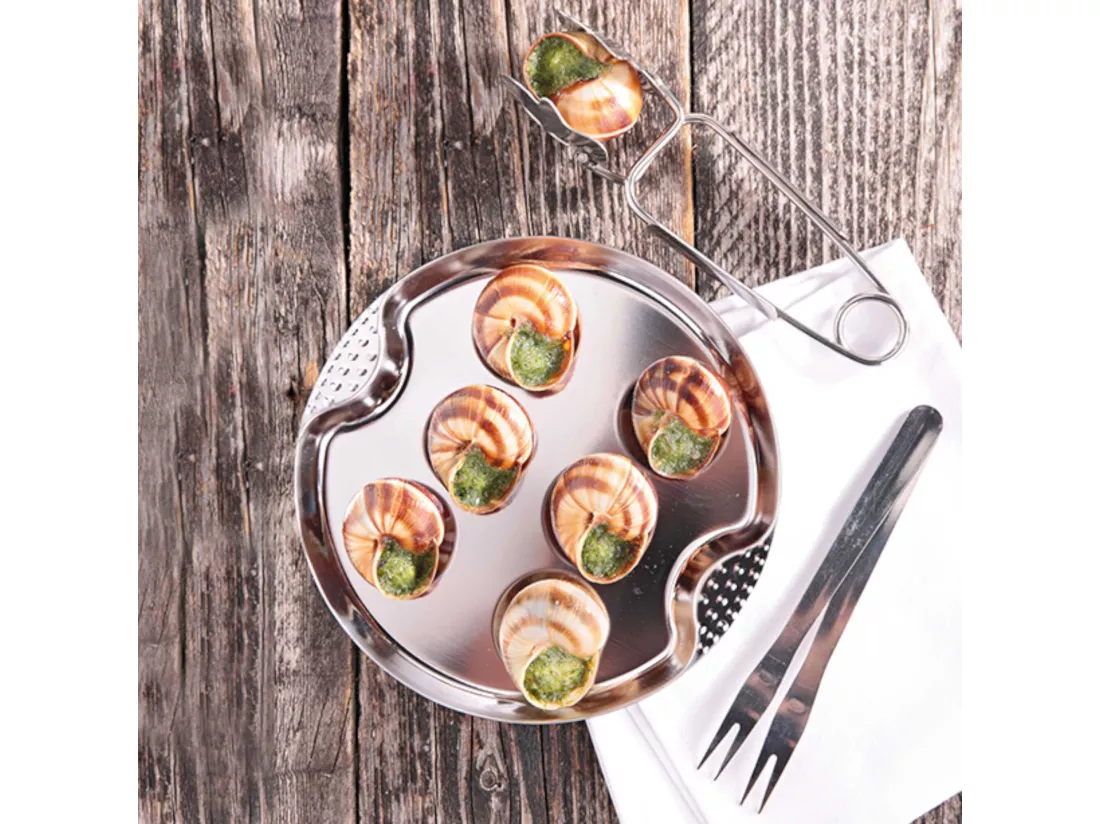 The Kitchenette - Lot De 6 Plats A Escargots 6 Trous En Inox