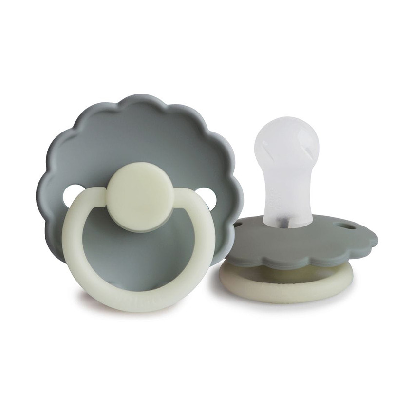 Lot de 2 sucettes silicone T1 Daisy Night french gray/portobello