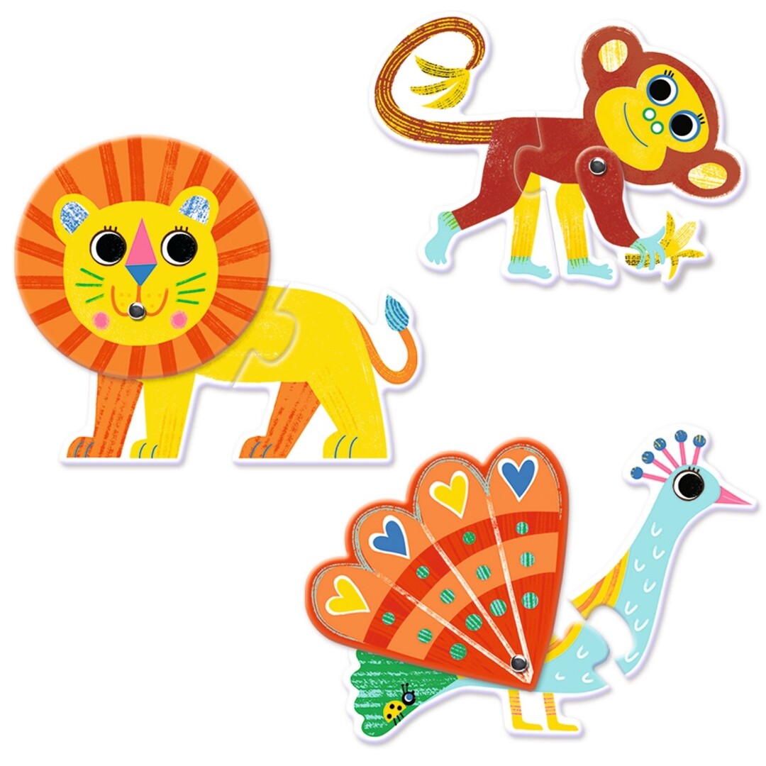 Djeco puzzel duo wilde dieren 6x2st