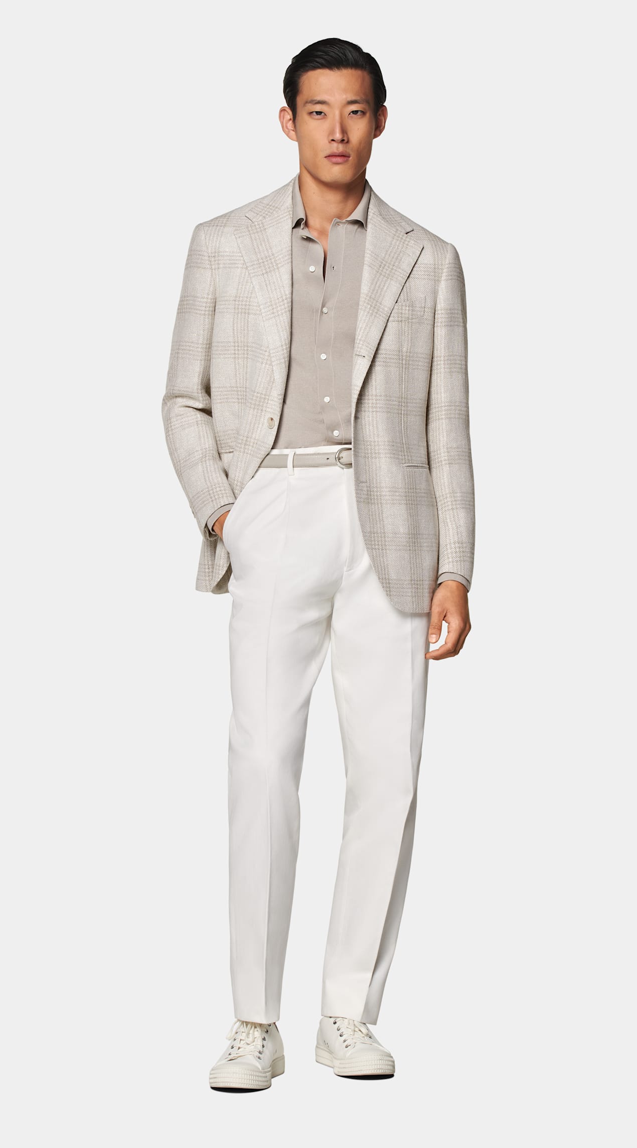 Blazer Roma coupe Relaxed taupe clair à carreaux