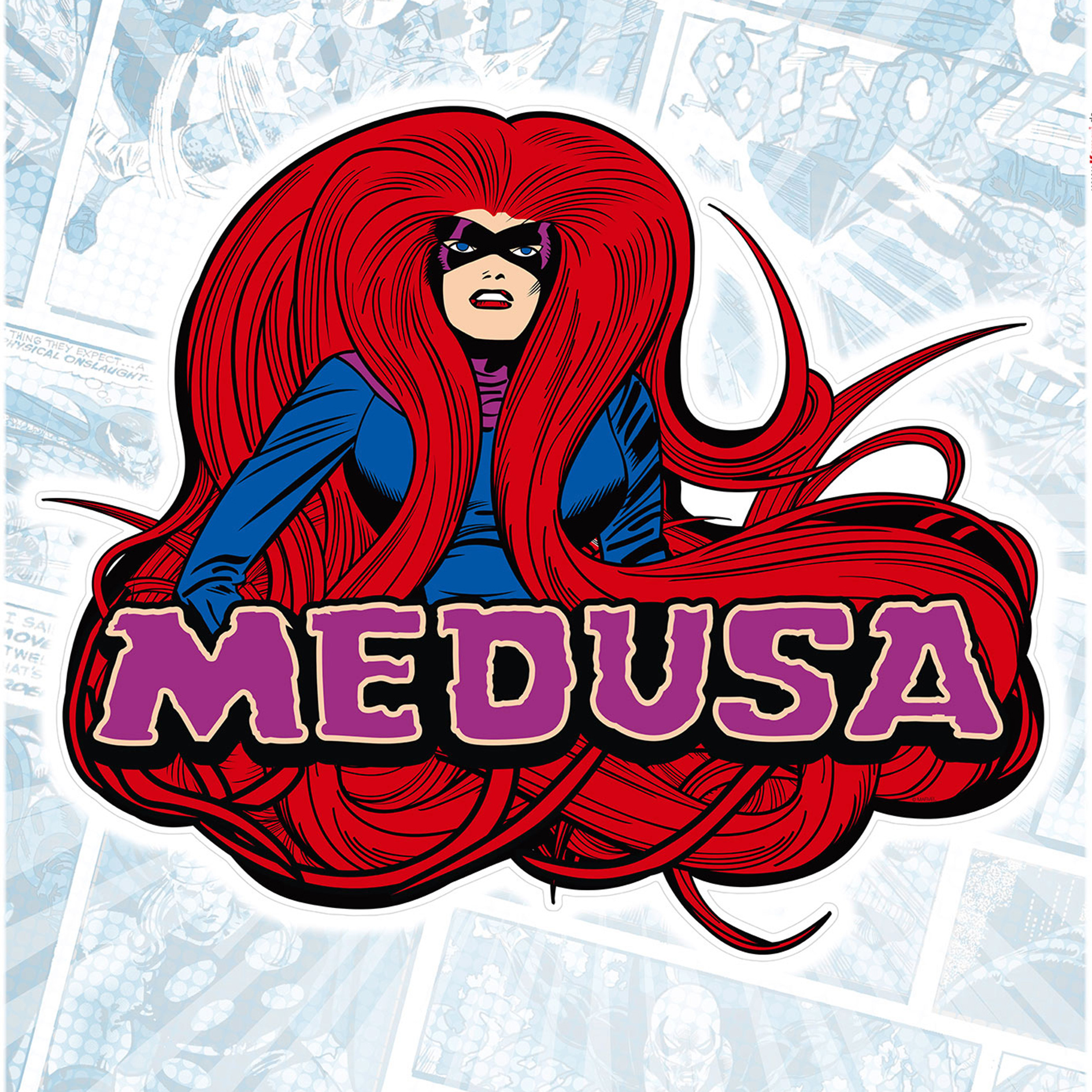 Wandtattoo MEDUSA COMIC CLASSIC - rot-blau - 50x70 cm