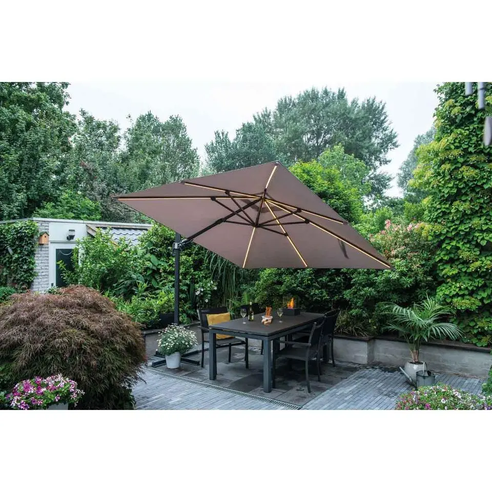 Garden Impressions Hawaii zweefparasol Lumen LED 300x300 cm - zand