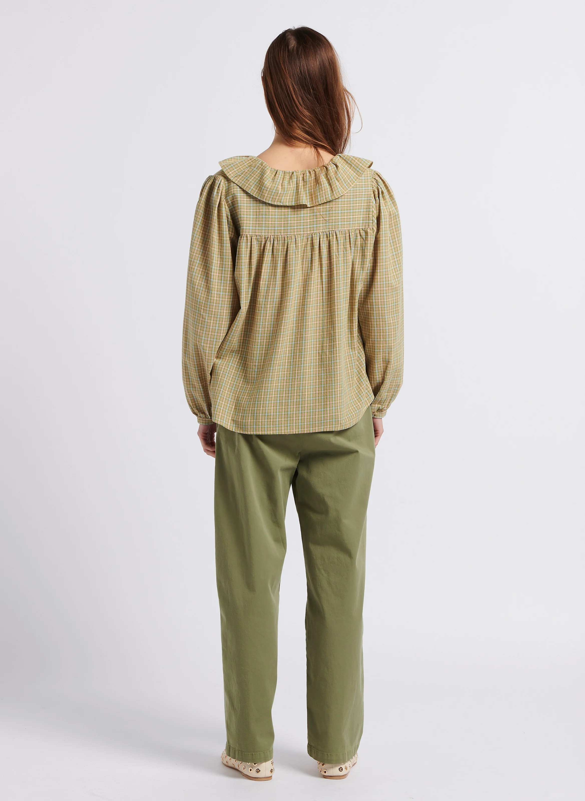 Pantalon chino en coton mélangé | Kaki