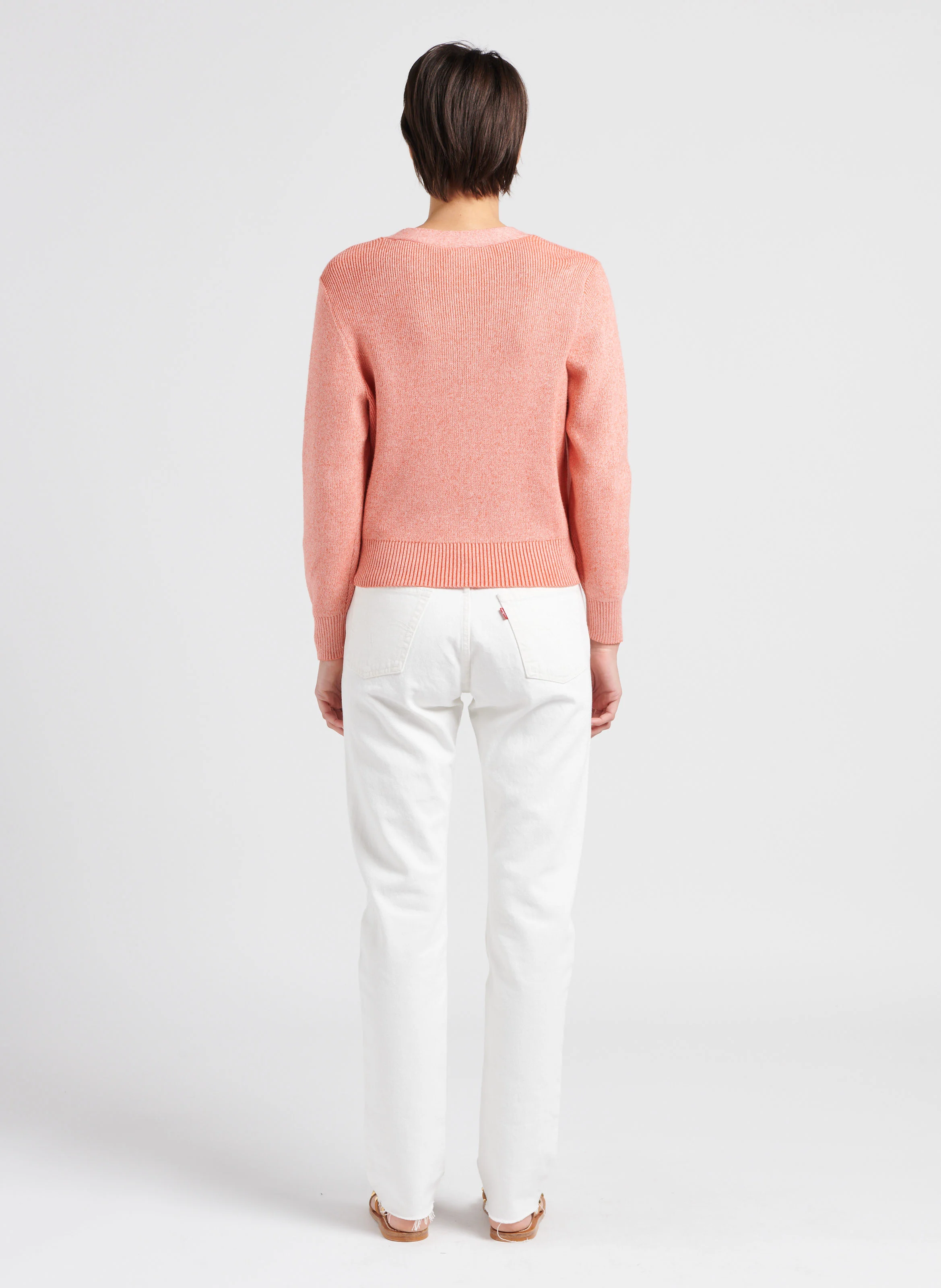 Gilet droit à encolure V | Rose