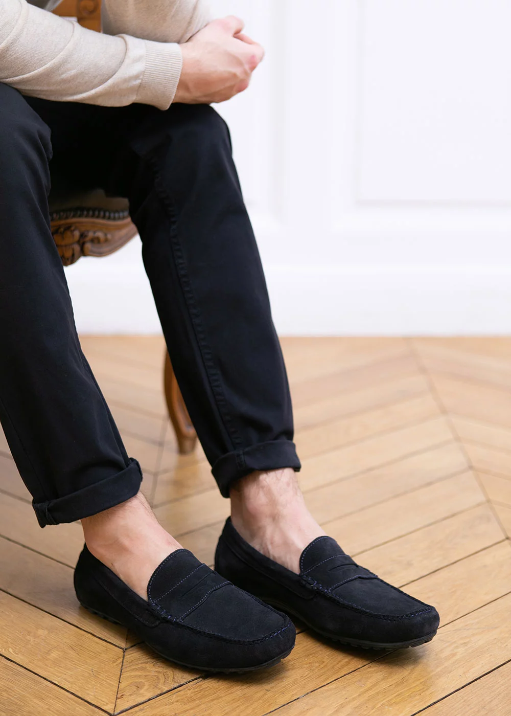 MOCASSIN WD MOC VELOURS BLEU
