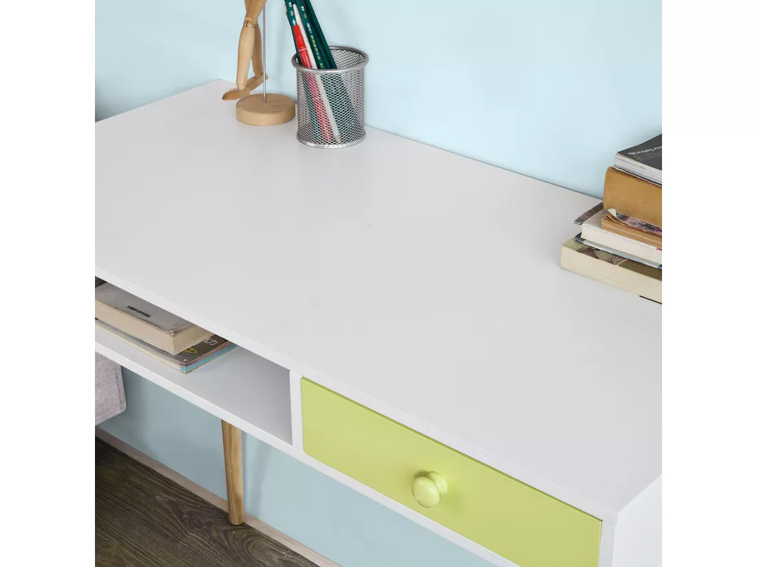 Bureau Console ordinateur Table d'appoint Secrétaire Informatique - 1 tiroir, FWT24-W