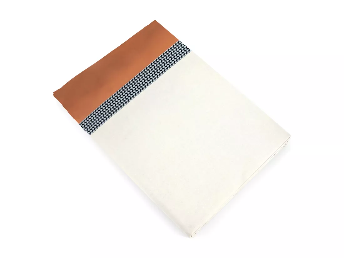 Drap plat 240x310 cm en 100% percale de coton MACASSAR Cognac
