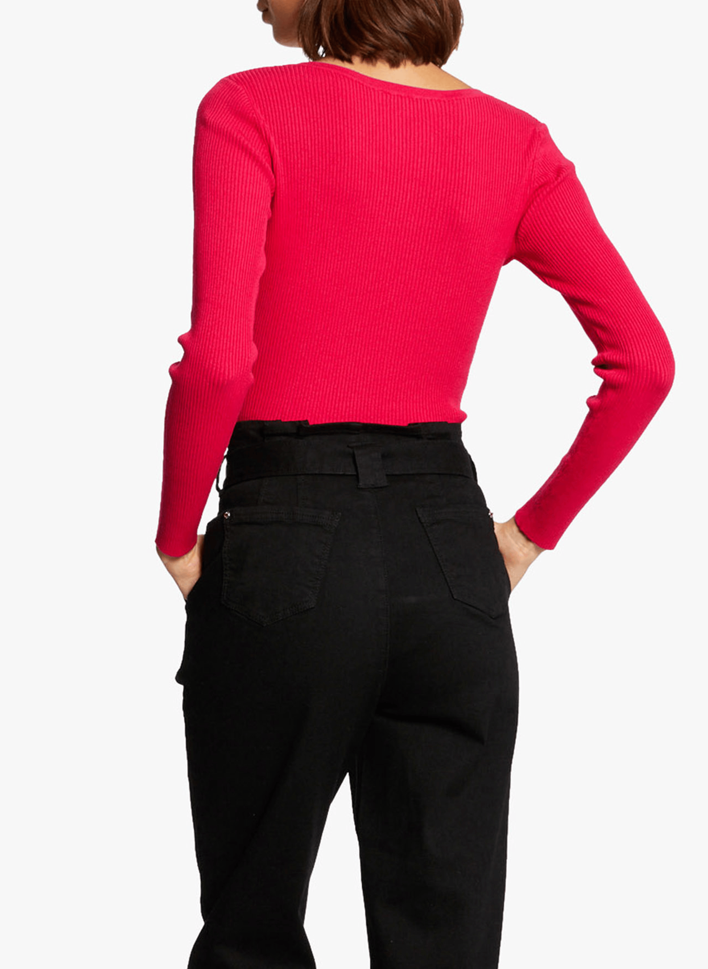 Pull col danseuse en maille mélangée| Rose