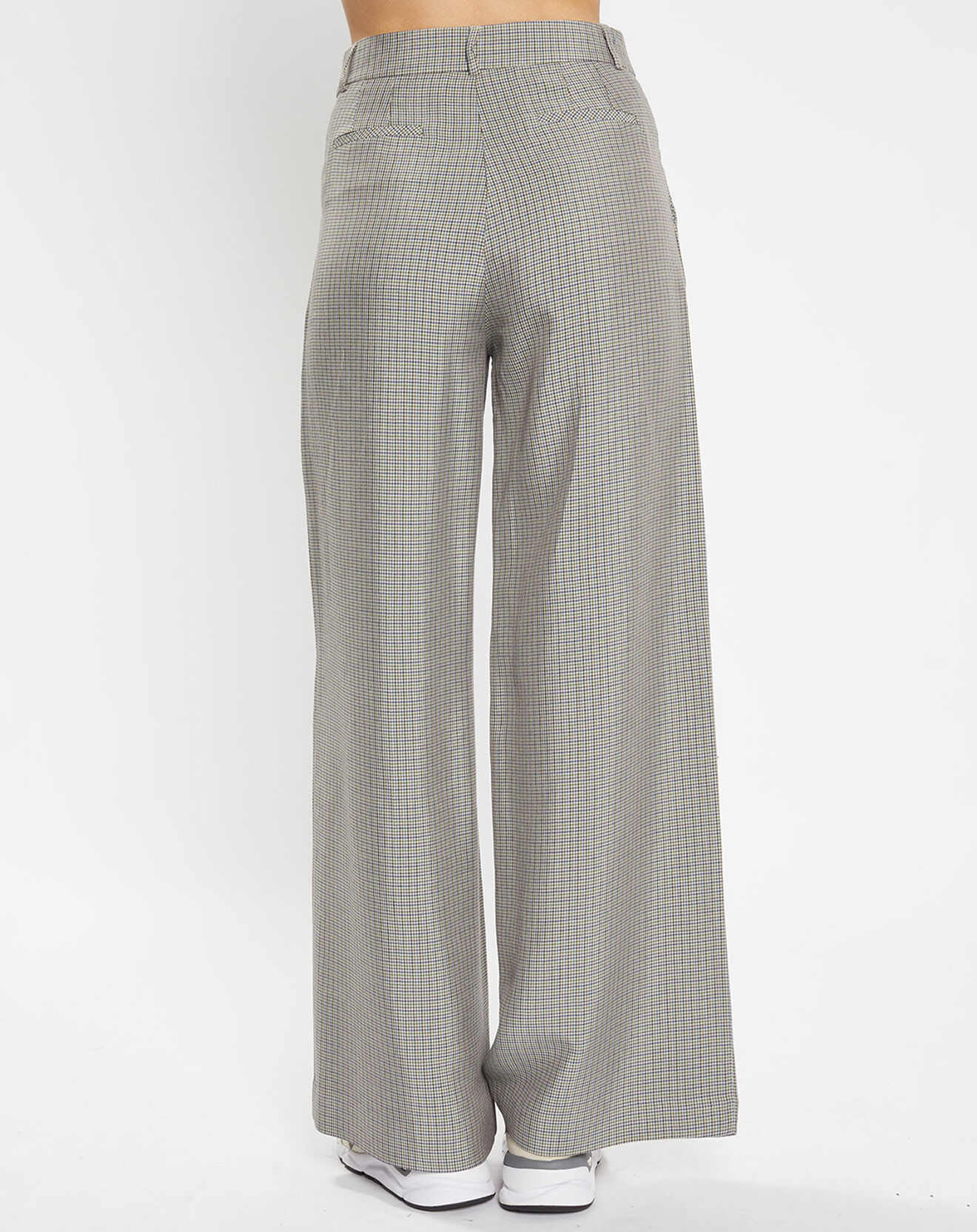 Galeries Lafayette Pantalon large et fluide imprimé pied-de-poule bleu