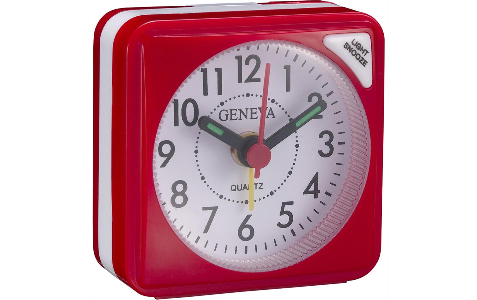 Klassischer Wecker Modell S RotQuarzwecker mit nachtleuchtenden Zeigern